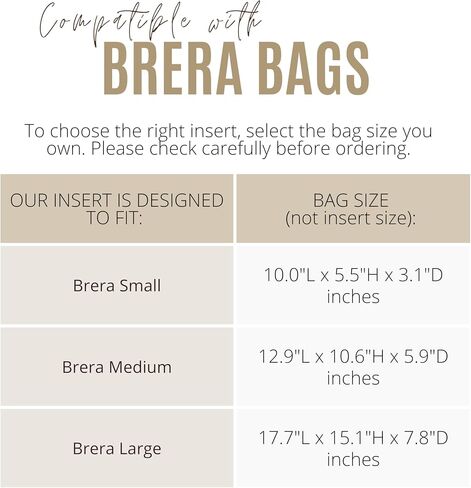 Divitize Luxe Waterproof Nylon Organizer compatible with Gucci Brera Shoulder Bag Insert — Handmade Perfect Fit, +24 Colors, Premium Quality, Extra Storage & Support (Beige, for Medium Brera) in Saudi Arabia
