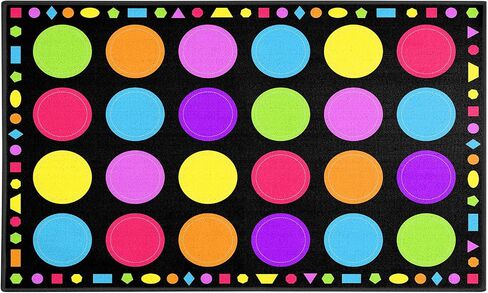 Booooom Jackson Classroom Rug - 7'6''x13'12'' Macaron Calming Circle Preschool Classroom Carpet, Non-Slip & No-Trip Edges, Vibrant Colors for Kids Playroom Floor Mat in Kuwait