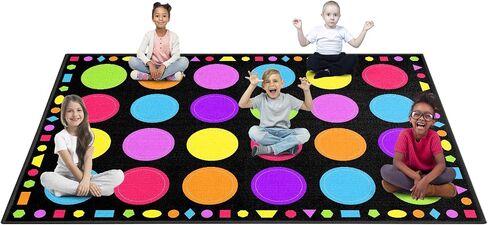 Booooom Jackson Classroom Rug - 7'6''x13'12'' Macaron Calming Circle Preschool Classroom Carpet, Non-Slip & No-Trip Edges, Vibrant Colors for Kids Playroom Floor Mat in Kuwait