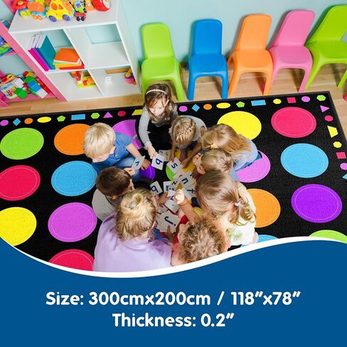 Booooom Jackson Classroom Rug - 7'6''x13'12'' Macaron Calming Circle Preschool Classroom Carpet, Non-Slip & No-Trip Edges, Vibrant Colors for Kids Playroom Floor Mat in Kuwait