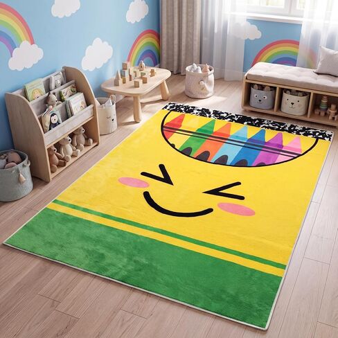 Breling 4 x 6 ft Crayon Carpet Rug Classroom Decor Educational Area Rug Soft Faux Wool Floor Mat Non Slip Cushion Welcome for Back to School Teacher Party Gift Learning Play Read Corner in Saudi Arabia