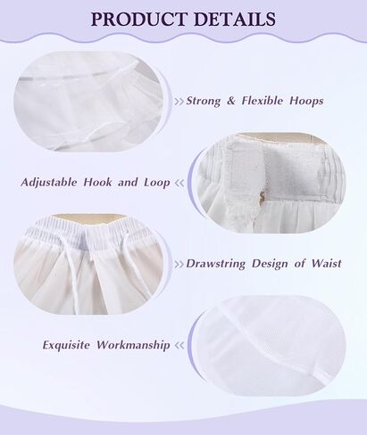 Petticoats for Women Plus Size A-line 6 Hoop 6 Layered Tulle Petticoat,Floor Length Crinoline Underskirt White for Wedding Bridal Ball Gown in Saudi Arabia