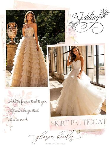 Urieo Hoopless Petticoat Crinoline 8 Layers Tulle Underskirt Slip for Wedding Dress in Kuwait