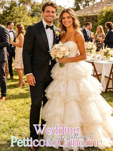 Urieo Hoopless Petticoat Crinoline 8 Layers Tulle Underskirt Slip for Wedding Dress in Kuwait
