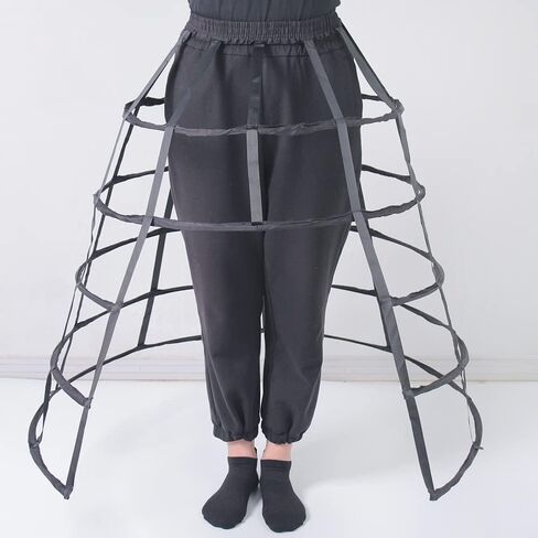 KHZQQSY 5 Hoop Hollow Caged Petticoat Victorian Wedding Bridal Dress Skirt Support Women Cosplay Crinoline Underskirt (Black) in Saudi Arabia