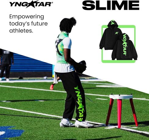 YNGSTAR Slime Green Sweatpants للرجال والنساء، سروال French Terry Streetwear in Kuwait