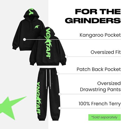 YNGSTAR Slime Green Sweatpants للرجال والنساء، سروال French Terry Streetwear in Kuwait
