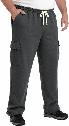 Big and Tall Mens Cargo Sweatpants Baggy Cargo Pants with Adjustable Ankle Drawstring Gym Casual Wear in Saudi Arabia