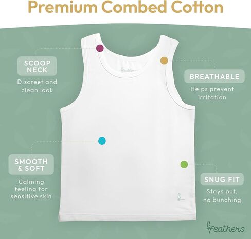 Feathers Boys Tagless Cotton Undershirts 5-Pack — Soft Breathable White Tank Top Base Layer, Sizes 2–18 in Saudi Arabia
