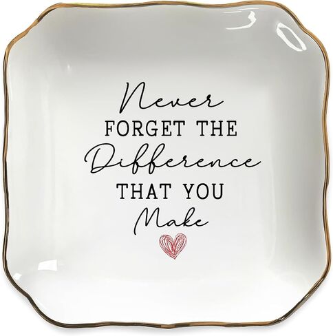 Inspirational Jewelry Dish Tray Gift – Ceramic Ring Holder with Thank You Message, Trinket Tray for Women, Appreciation Gift for Friends, Coworkers, Teachers, Home Decor in Saudi Arabia
