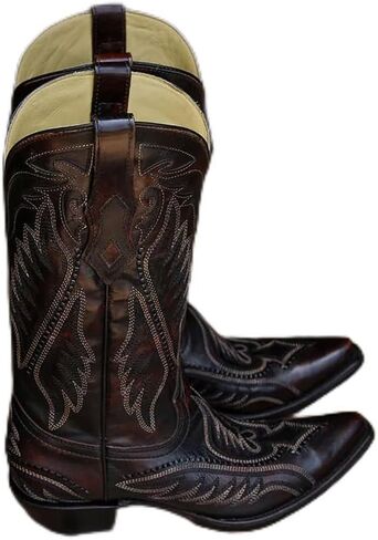 Corral Boots Men's Chocolate Handcrafted Cowboy Boots | Narrow Square Toe Western Boots with Lamb Leather Design in Kuwait