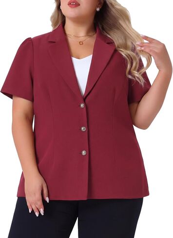 Agnes Orinda Plus Size Women Blazers Short Puff Sleeve Notched Lapel Single Breasted Office Blazer Jackets in Kuwait