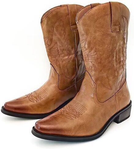 Cowboy Boots For Men Wide Foot Pointed Tip Western Boots with Classic Embroidered Durable Slip on Boots in Saudi Arabia