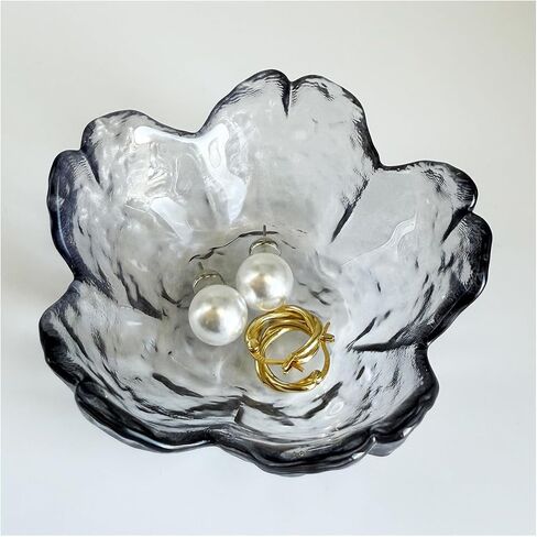HIUSITY Flower Jewelry Dish, Ring Dish Tray,Decorative Cute Blue Glass Trinket Dish,Gift Ideas for Women,Small Gifts for Girlfriend Wife, Ring Holder, Earrings Dishs,Key Plate,Birthday Gift for Her in Saudi Arabia