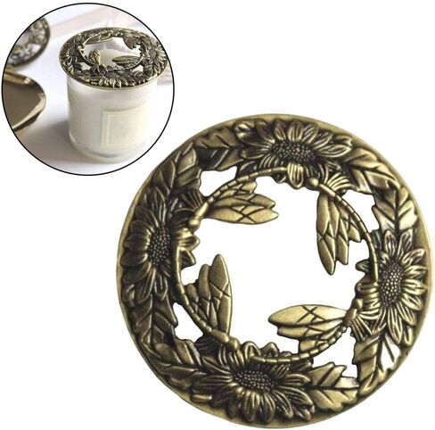 Candle Toppers Jar Candle Accessories Sleeves Lids Zinc Alloy Antique Cover for Even Melting Suitable for Home Decoration Office Bedroom, Dragonfly in Saudi Arabia