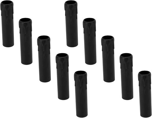 JTLB 4 Inch Candle Covers Sleeves, Vintage Wax Drop Simulation E14 Socket Covers for Chandelier, with Melted Wax Drop Pattern, for European Crystal Wall Lamps Retro Chandeliers (Black) in Saudi Arabia