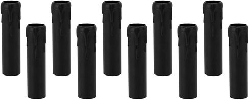 JTLB 4 Inch Candle Covers Sleeves, Vintage Wax Drop Simulation E14 Socket Covers for Chandelier, with Melted Wax Drop Pattern, for European Crystal Wall Lamps Retro Chandeliers (Black) in Saudi Arabia