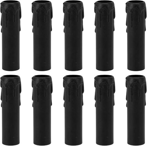 JTLB 4 Inch Candle Covers Sleeves, Vintage Wax Drop Simulation E14 Socket Covers for Chandelier, with Melted Wax Drop Pattern, for European Crystal Wall Lamps Retro Chandeliers (Black) in Saudi Arabia