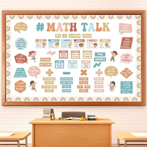 85 Pcs Math Talk Bulletin Board Set Math Posters Classroom Decorations Educational Mathematics Paper Cutout for Elementary Middle High School Wall Chalkboard Decor Teacher Supplies(Talk) in Saudi Arabia