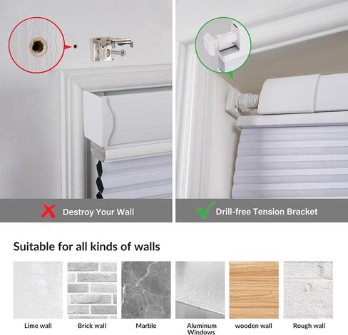 Boolegon No Tools No Drill Shades for Windows,Modern Top Down Bottom Up Cellular Shades,Light Filtering Cordless Honeycomb Blinds Easy Install Blinds&Shades for Home and Office,Brown,22" W x 64" H in Saudi Arabia