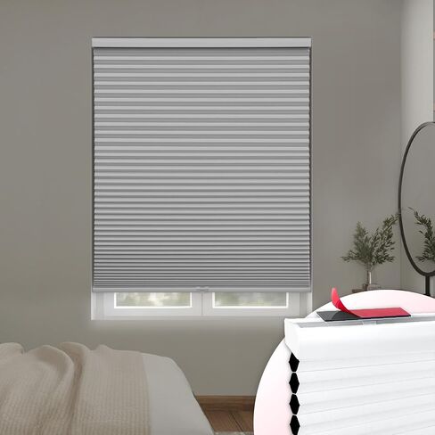 DEZ FURNISHINGS EZ Stick No Drill No Tools Cordless 1.5" Blackout Cellular Shade, 26" W x 72" H, Latte in Kuwait