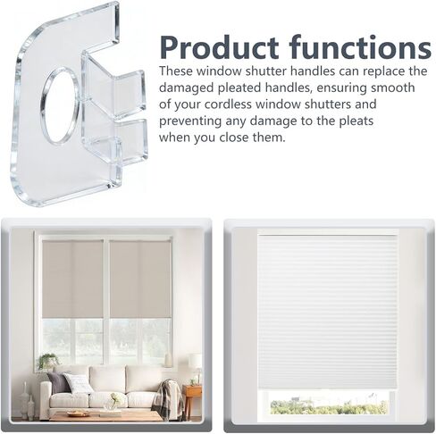 4Pcs Clear Lift Handles for Graber & Bali Cordless Blinds, Pulls for Cellular and for Honeycomb Shades After 2015 with 3/4" Pleat(New Version) in Kuwait