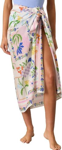 Womens Swimwear Cover Up Skirt 67x45 Summer Beach Long Sarong Swimsuit Floral Pareo Bikini Wrap Skirt Bathing Suit in Kuwait
