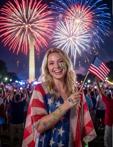 4th of July Outfits for Women, 4th of July Cover Up Kimono | 10PCS Red White and Blue Swimsuit with Sunglasses, Glow in The Dark Tattoo -Perfect for Day&Night Independence Day Activities in Kuwait