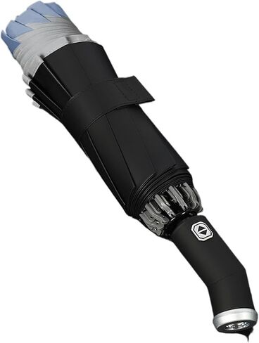 Flashlight umbrella, folding reverse umbrella, business design, commuting, travel, outdoor, daily travel, car(Smoke blue) in Kuwait