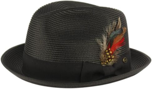 EPOCH Hats Men's Handsome Feather Derby Fedora Tall Crown Upturn Curl Brim Hat in Kuwait