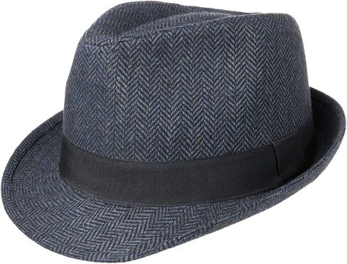 Lipodo Trilby Herringbone Hat Classic Fabric Ribbed Band Men Women Summer Winter Fedora in Kuwait