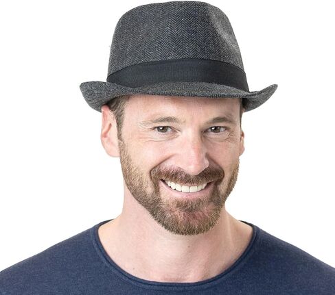 Lipodo Trilby Herringbone Hat Classic Fabric Ribbed Band Men Women Summer Winter Fedora in Kuwait