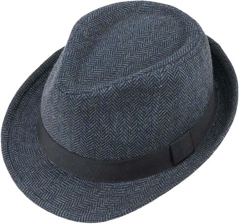 Lipodo Trilby Herringbone Hat Classic Fabric Ribbed Band Men Women Summer Winter Fedora in Kuwait