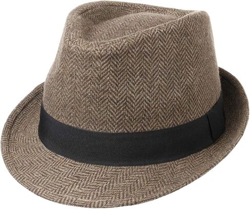 Lipodo Trilby Herringbone Hat Classic Fabric Ribbed Band Men Women Summer Winter Fedora in Kuwait