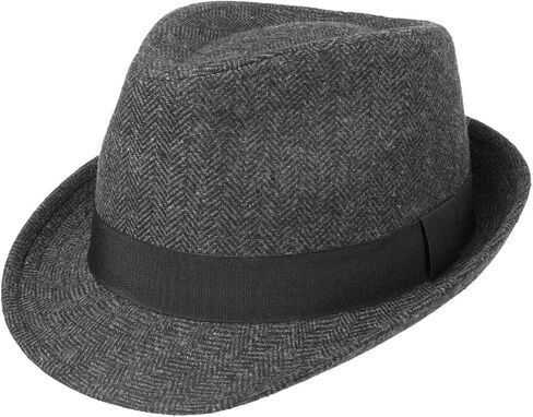 Lipodo Trilby Herringbone Hat Classic Fabric Ribbed Band Men Women Summer Winter Fedora in Kuwait