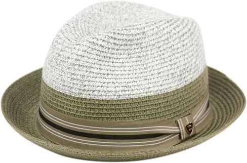 Two Tone Straw Trilby Fedora Hat for Men Women – Lightweight Summer Beach Hat with Stripe Band in Saudi Arabia