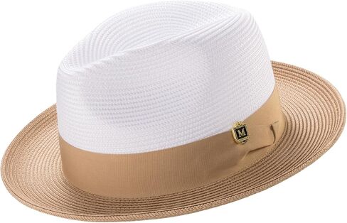 MONTIQUE Men's Braided Two Tone Stingy Brim Pinch Fedora Hat - H47 in Saudi Arabia