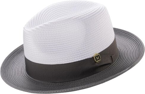 MONTIQUE Men's Braided Two Tone Stingy Brim Pinch Fedora Hat - H47 in Saudi Arabia