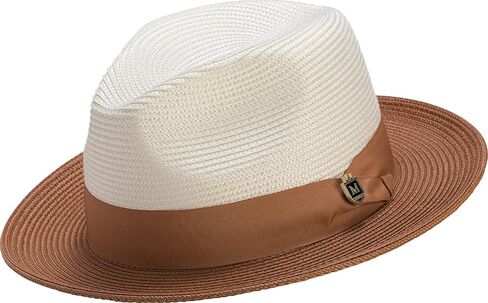 MONTIQUE Men's Braided Two Tone Stingy Brim Pinch Fedora Hat - H47 in Saudi Arabia