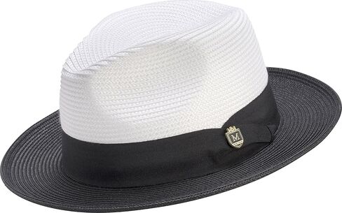 MONTIQUE Men's Braided Two Tone Stingy Brim Pinch Fedora Hat - H47 in Saudi Arabia