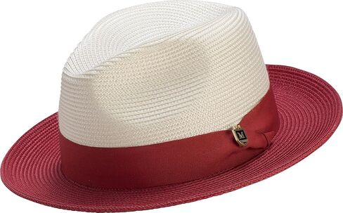 MONTIQUE Men's Braided Two Tone Stingy Brim Pinch Fedora Hat - H47 in Saudi Arabia