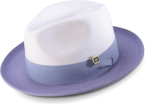MONTIQUE Men's Braided Two Tone Stingy Brim Pinch Fedora Hat - H47 in Saudi Arabia