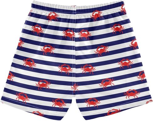 Aflyko Boys' Board Shorts Marine Stripes Red Crab Toddler Swim Trunk Girls Beach Bathing Suit 3T in Saudi Arabia