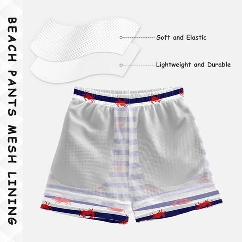 Aflyko Boys' Board Shorts Marine Stripes Red Crab Toddler Swim Trunk Girls Beach Bathing Suit 3T in Saudi Arabia