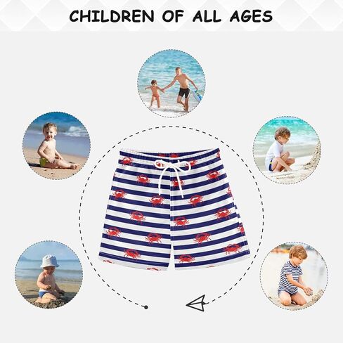 Aflyko Boys' Board Shorts Marine Stripes Red Crab Toddler Swim Trunk Girls Beach Bathing Suit 3T in Saudi Arabia
