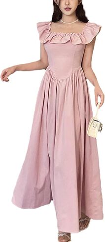 EYPKPL Elegant Long Skirt Solid Color Fairy Dress Waist A-line Swing Dress Ruffles Fairy Skirt S,m,l,XL Dresses for Women in Saudi Arabia