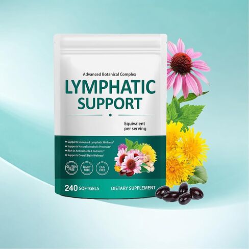 Lymphatic Ddrainage Supplements – Advanced Botanical Complex with Echinacea, Dandelion & Elderberry – Antioxidant-Rich Daily Wellness Formula-60 Softgels in Kuwait