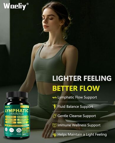 Lymphatic Drainage Supplements, 18-in-1 Herbal Blend with Echinacea, Cleavers, Dandelion, Burdock Root & Rutin, Lymphatic Support for Women & Men, 120 Capsules in Saudi Arabia