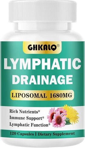 Lymphatic Drainage Supplements,13-in-1 Herbal Formula with Echinacea,Dandelion &Burdock,Liposomal Technology,Support Fluid Balance & Immune Support,120 Capsules(Pack of 1) in Saudi Arabia