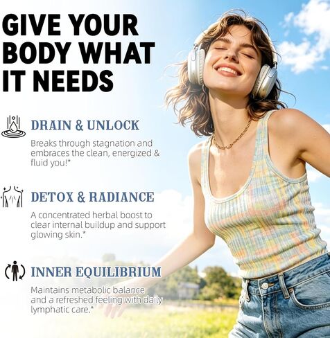 25-in-1 Liposomal Lymphatic Drainage Drops with Echinacea, Burdock, Dandelion, Calendula, Milk Thistle for Lung Detox - Support Lymphatic Health, Immune Support, Liver Cleanse Detox & Repair, 2 fl oz in Kuwait